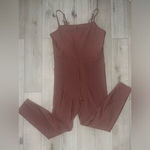 Spaghetti Strap Brown athletic Jumpsuit